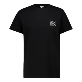 Anagram刺繍入りコットン ラウンドネック 半袖 ブラック H526341Xai-1100