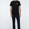 Anagram刺繍入りコットン ラウンドネック 半袖 ブラック H526341Xai-1100
