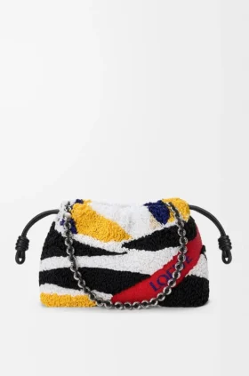 刺繍入りナッパレザー製 ミディアム・Flamenco Purse