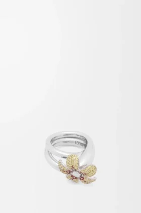 スターリングシルバーとクリスタルを使用した「Flor」リング