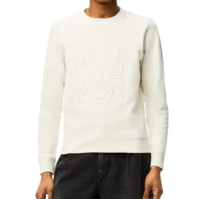 メンズ loewe Anagram ロゴ刺繍入り コットン プルオーバー クリーミーホワイト H526341Xa1-2370