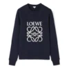 メンズ loewe Anagram ロゴ刺繍入りコットンプルオーバー ネイビーブルー H526341Xa1-5110