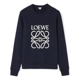 メンズ loewe Anagram ロゴ刺繍入りコットンプルオーバー ネイビーブルー H526341Xa1-5110