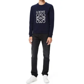 メンズ loewe Anagram ロゴ刺繍入りコットンプルオーバー ネイビーブルー H526341Xa1-5110