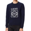 メンズ loewe Anagram ロゴ刺繍入りコットンプルオーバー ネイビーブルー H526341Xa1-5110
