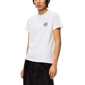 メンズ loewe Anagram 刺繍入り コットン ラウンドネック 半袖 ホワイト H526Y22J26-2100
