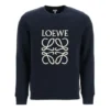 メンズ loewe Anagram コットン ラウンドネック アルファベット刺繍 スポーツ クラシック ネイビーブルー H526Y24J02-5110