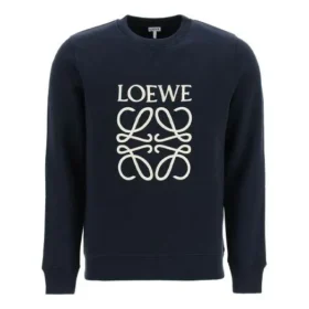メンズ loewe Anagram コットン ラウンドネック アルファベット刺繍 スポーツ クラシック ネイビーブルー H526Y24J02-5110