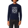 メンズ loewe Anagram コットン ラウンドネック アルファベット刺繍 スポーツ クラシック ネイビーブルー H526Y24J02-5110