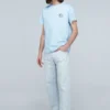 メンズ loewe Anagram クラシック 刺繍入り コットン ラウンドネック 半袖 ライトブルー H6109230Cr-6410