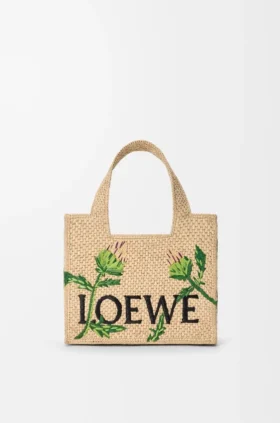 ラフィア製のスモール「loewe Font Tote」トートバッグ
