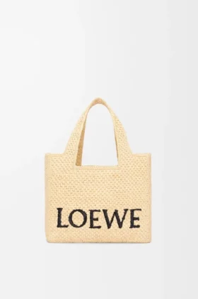ラフィア製のスモール「loewe Font Tote」トートバッグ