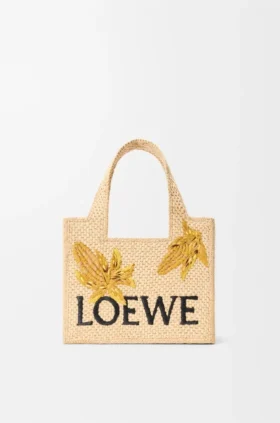 ラフィア製のスモール「loewe Font Tote」トートバッグ