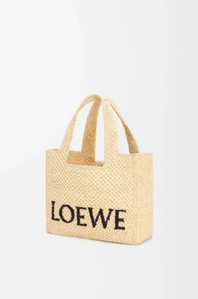 ラフィア製のスモール「loewe Font Tote」トートバッグ