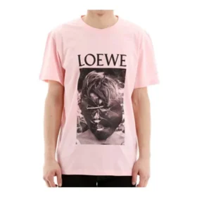 メンズ loewe ケン・ヘイマン プリントコットン半袖シャツ ピンク H6109980Pc-7080