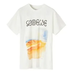 メンズ loewe プリント半袖シャツ ホワイト H6299980Pc-2100