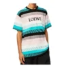 メンズ loewe コットンストライプ 刺繍ロゴ 半袖 Tシャツ H6109950Pc-9990