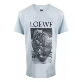メンズ loewe ケン・ヘイマン プリントコットン半袖 Tシャツ ピンク・ブルー H6109980Pc-6410