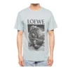 メンズ loewe ケン・ヘイマン プリントコットン半袖 Tシャツ ピンク・ブルー H6109980Pc-6410