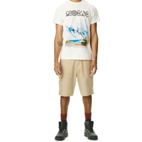 メンズ loewe ホワイト スノー マウンテン プリント 半袖 Tシャツ ホワイト H6299983Pc-2100
