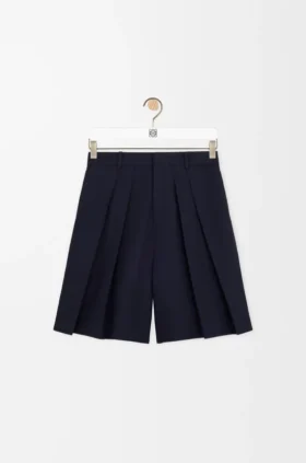 コットン＆リネン素材のプリーツショートパンツ