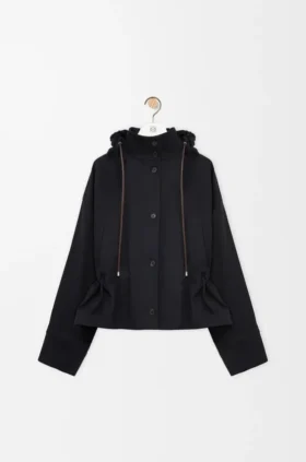 コットンとシルクのフード付きジャケット