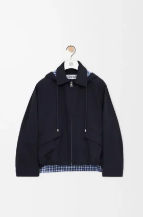 コットンとシルクのフード付きパーカー