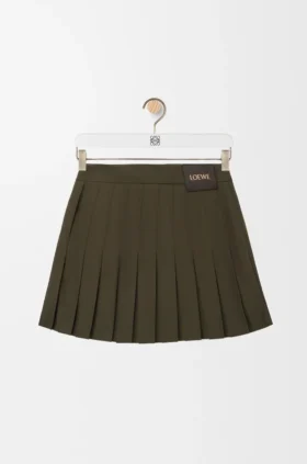 コットンブレンドのプリーツミニスカート