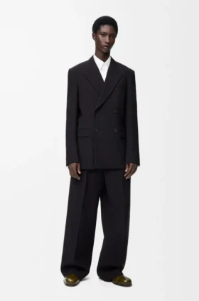 ウール製ワイドレッグパンツ