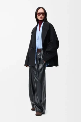 ウール製ベルト付きパンツ