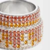 スターリングシルバーとクリスタルを使用したラージパヴェリング