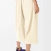 コットンとシルクのクロップド丈ベルト付きパンツ