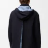 コットンとシルクのフード付きパーカー