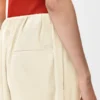 コットンとシルクのクロップド丈ベルト付きパンツ