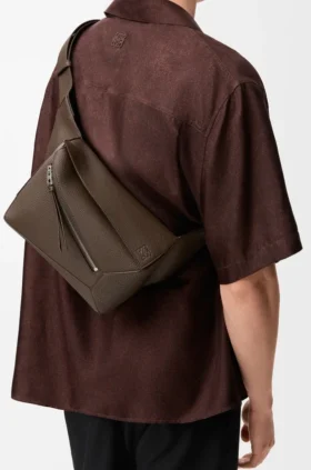 グレイン加工カーフスキン製 スモール Puzzle Bumbag
